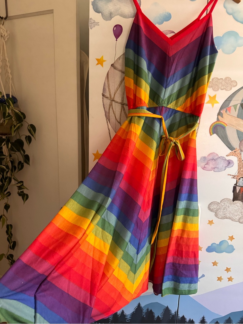 Vintage rainbow chevron dress small 🌈